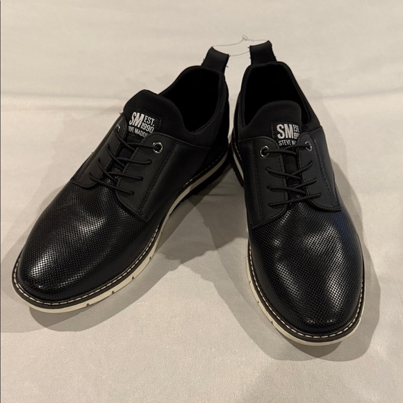 Steve Madden Black Textured Oxfords Men’s 8M - Picture 2 of 10